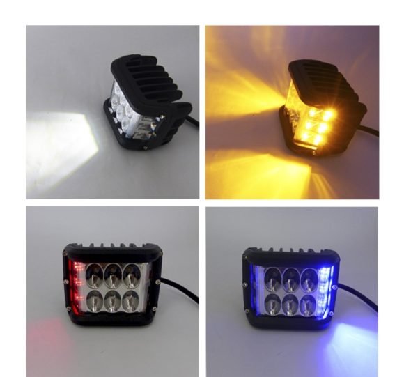Neblinero 12 LED, 6 LED Blanco+6 LED Ámbar Estrobo 12/24V