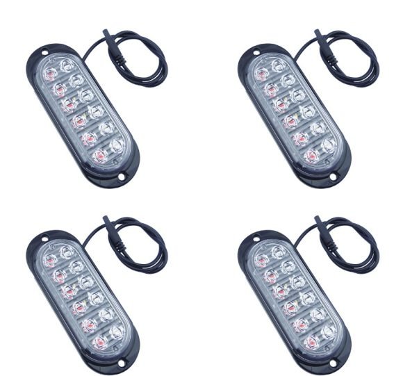 Luz Estrobo Kit Por 4 12 LED A 12 -24 Volt En Colores. - Imagen 4