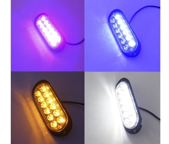Luz Estrobo Kit Por 4 12 LED A 12 -24 Volt En Colores. - Imagen 2